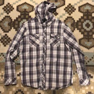 Men’s plaid button up hoodie